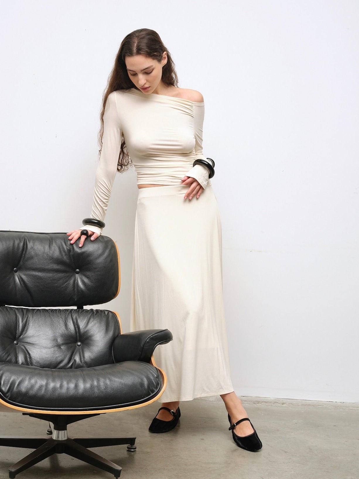 Ecru Flared Skirt
