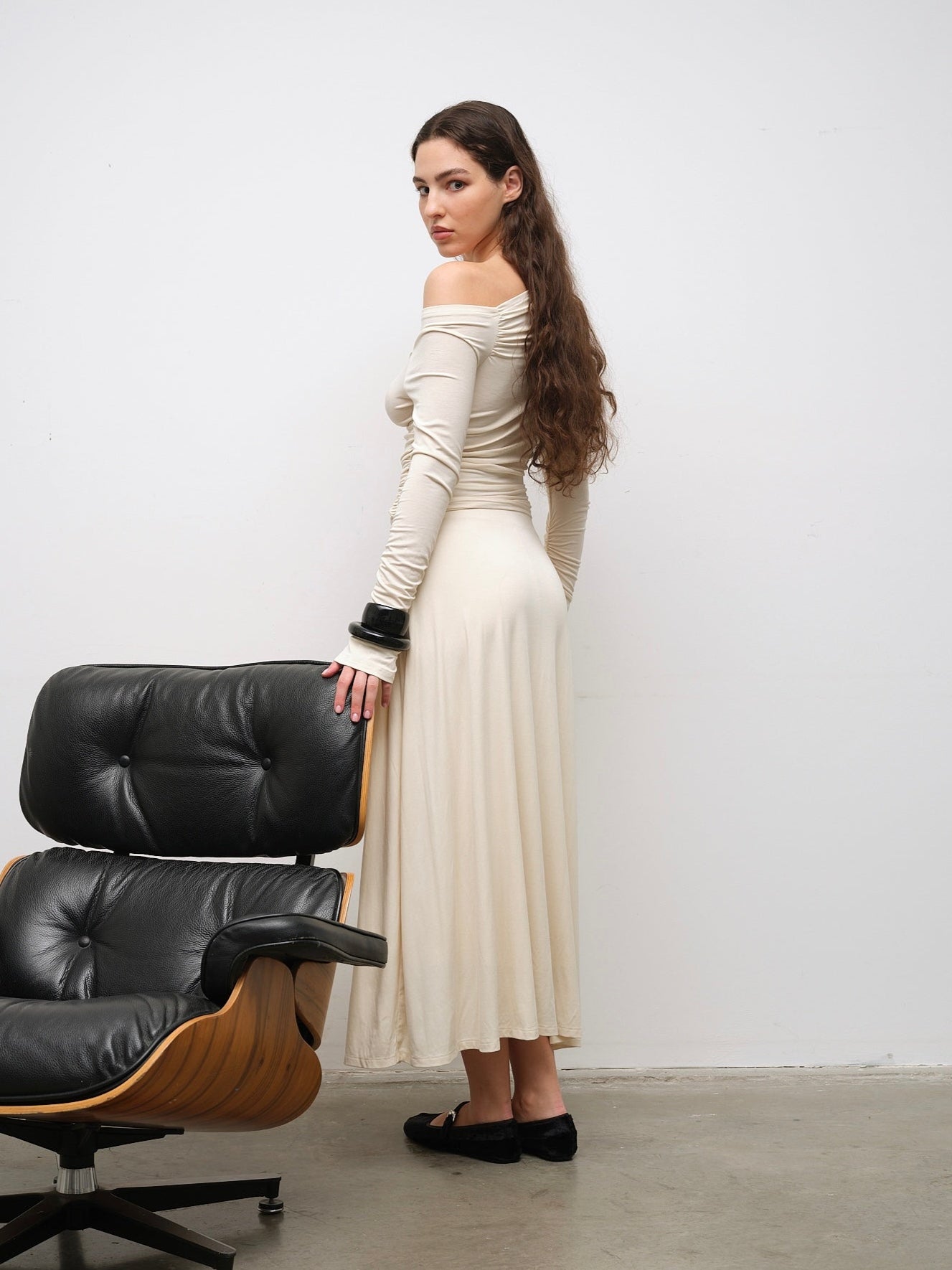Ecru Flared Skirt