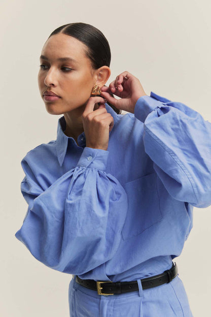 Blue Linen Billow Shirt