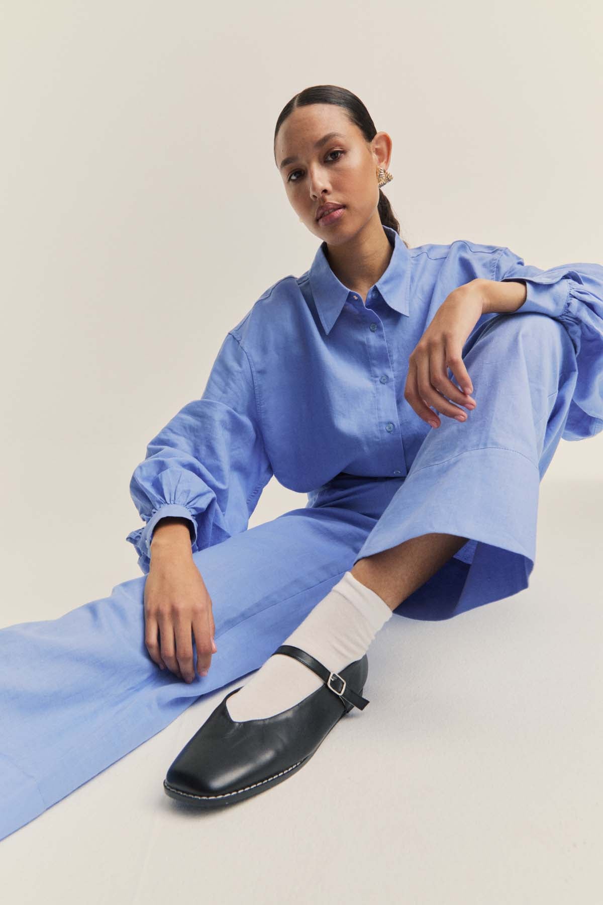 Blue Linen Billow Shirt