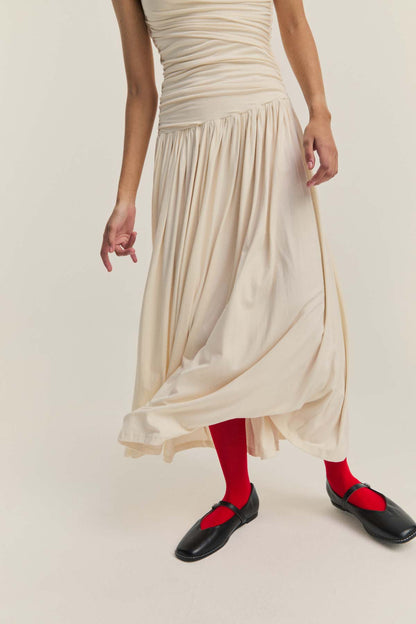 Ivory Pleated Maxi Dress