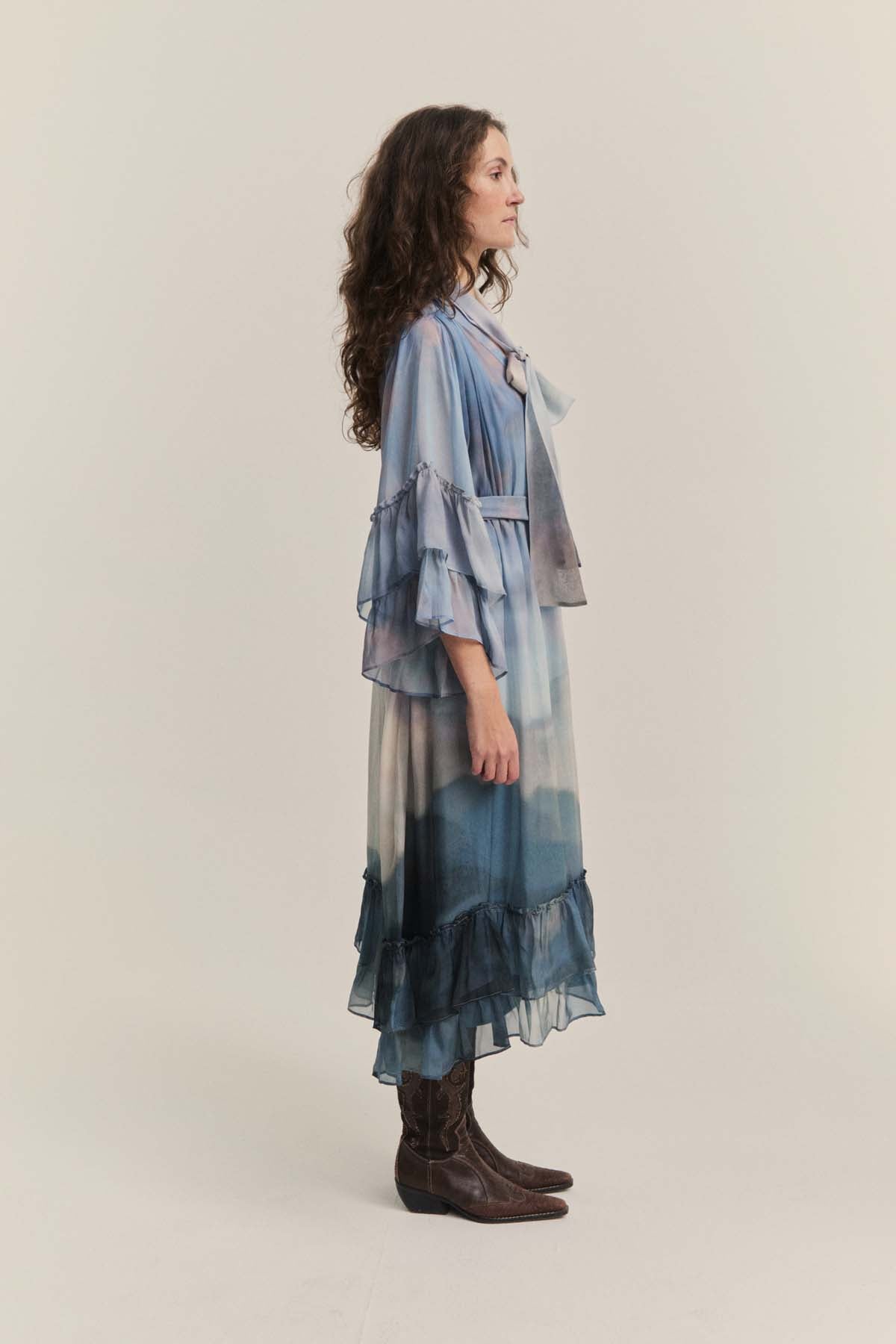 Sky Hues Ruffle Dress  