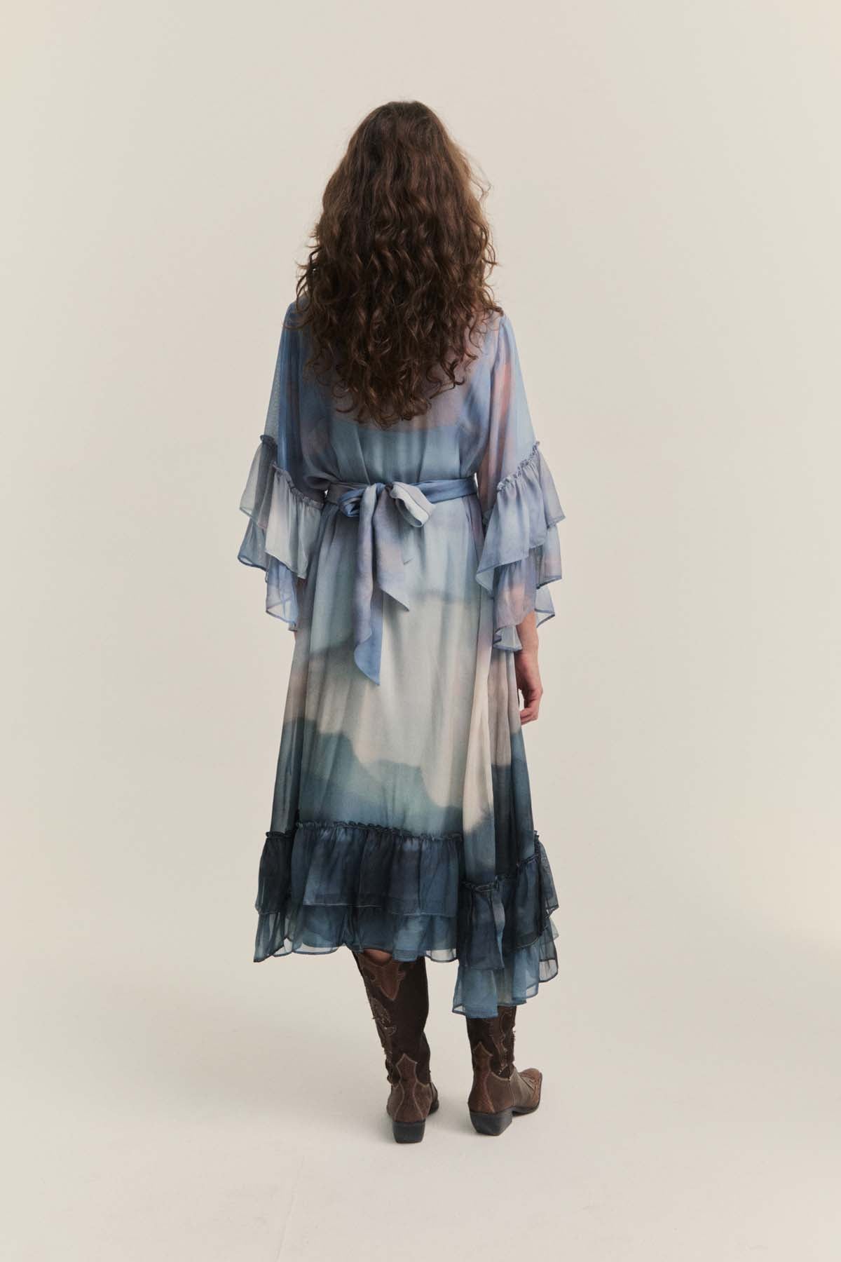 Sky Hues Ruffle Dress  