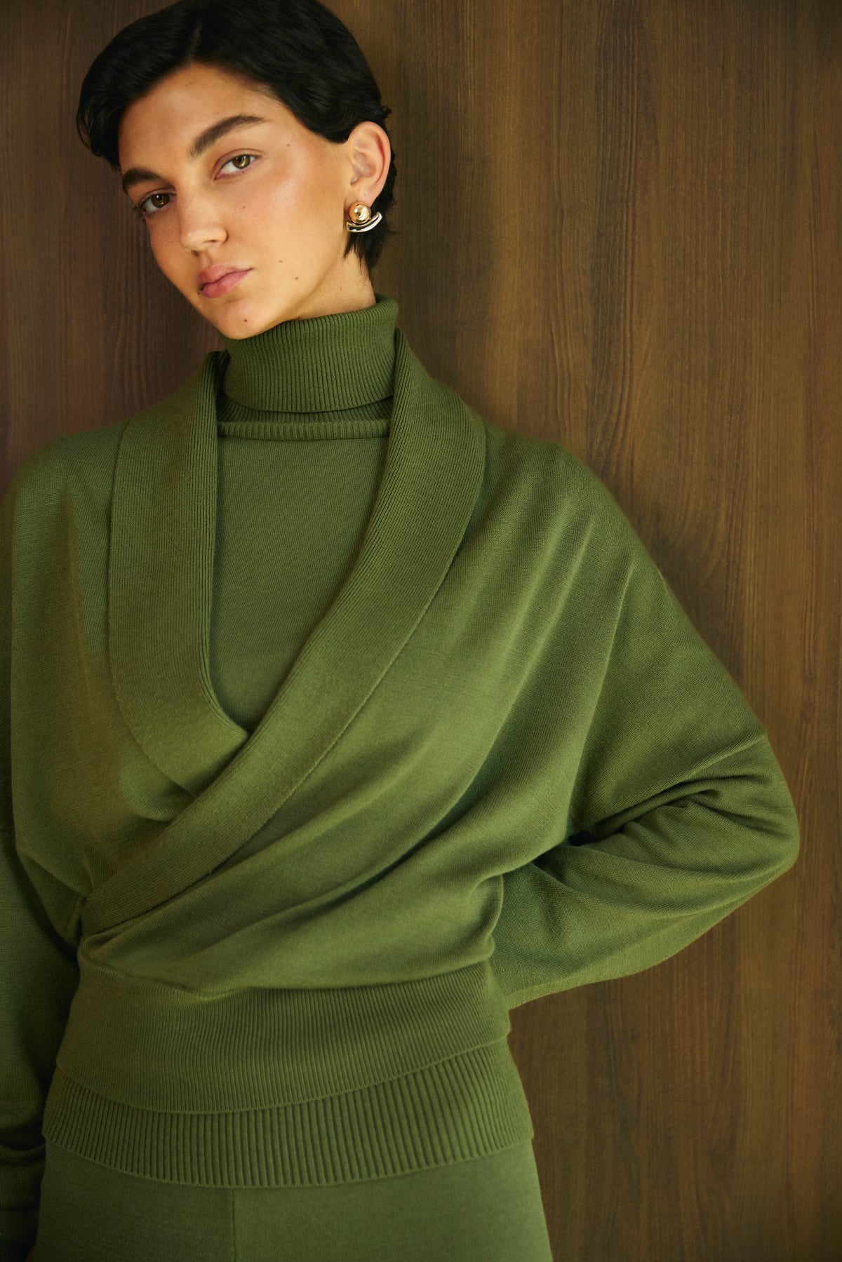Olive Roll Neck Top