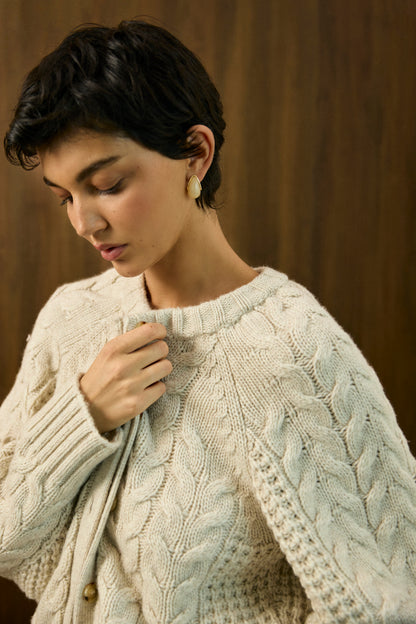 Oat Cable Knit Cardigan