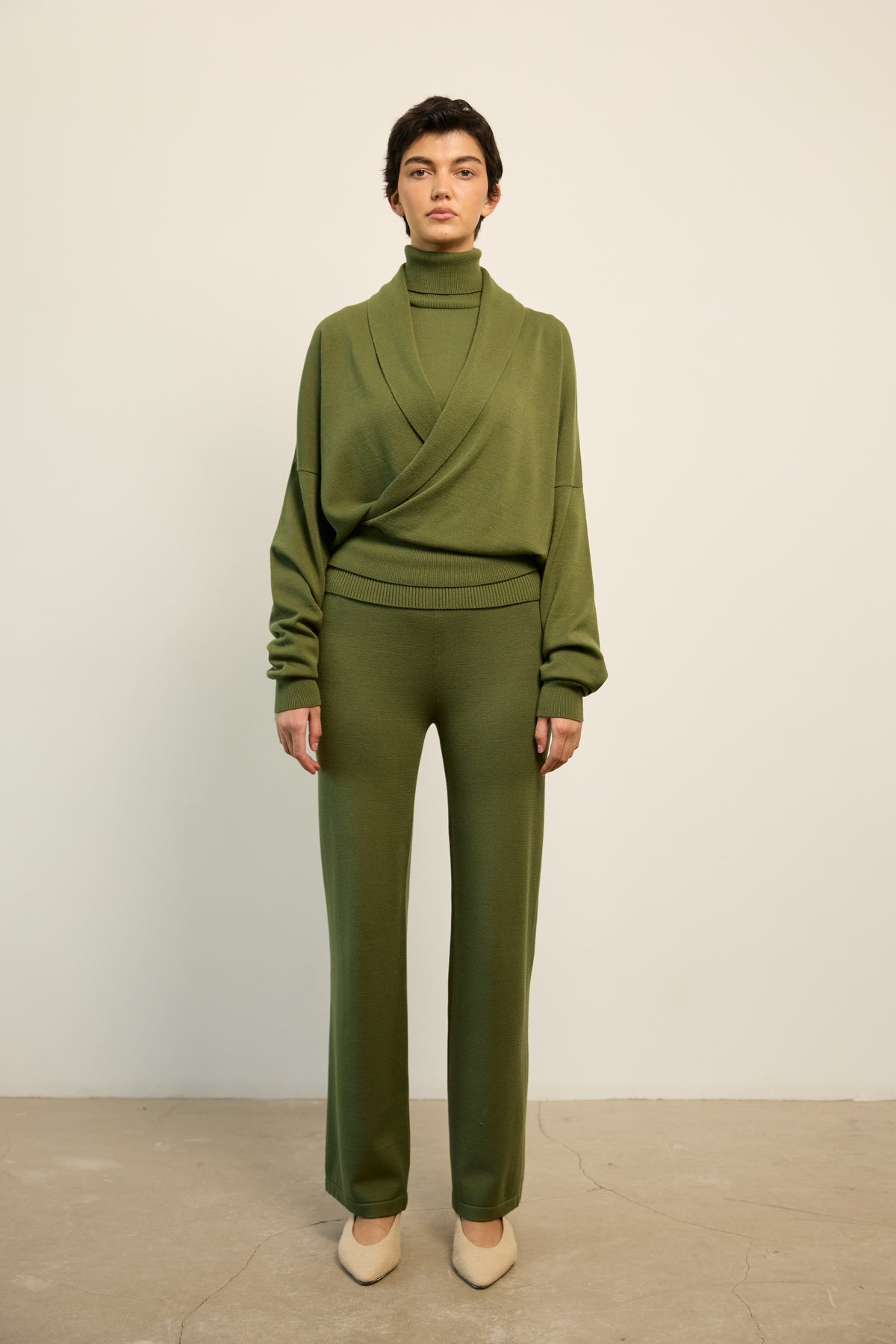 Olive Roll Neck Top