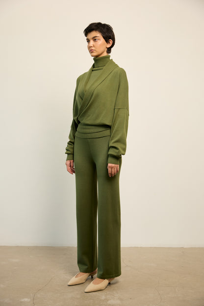 Olive Roll Neck Top