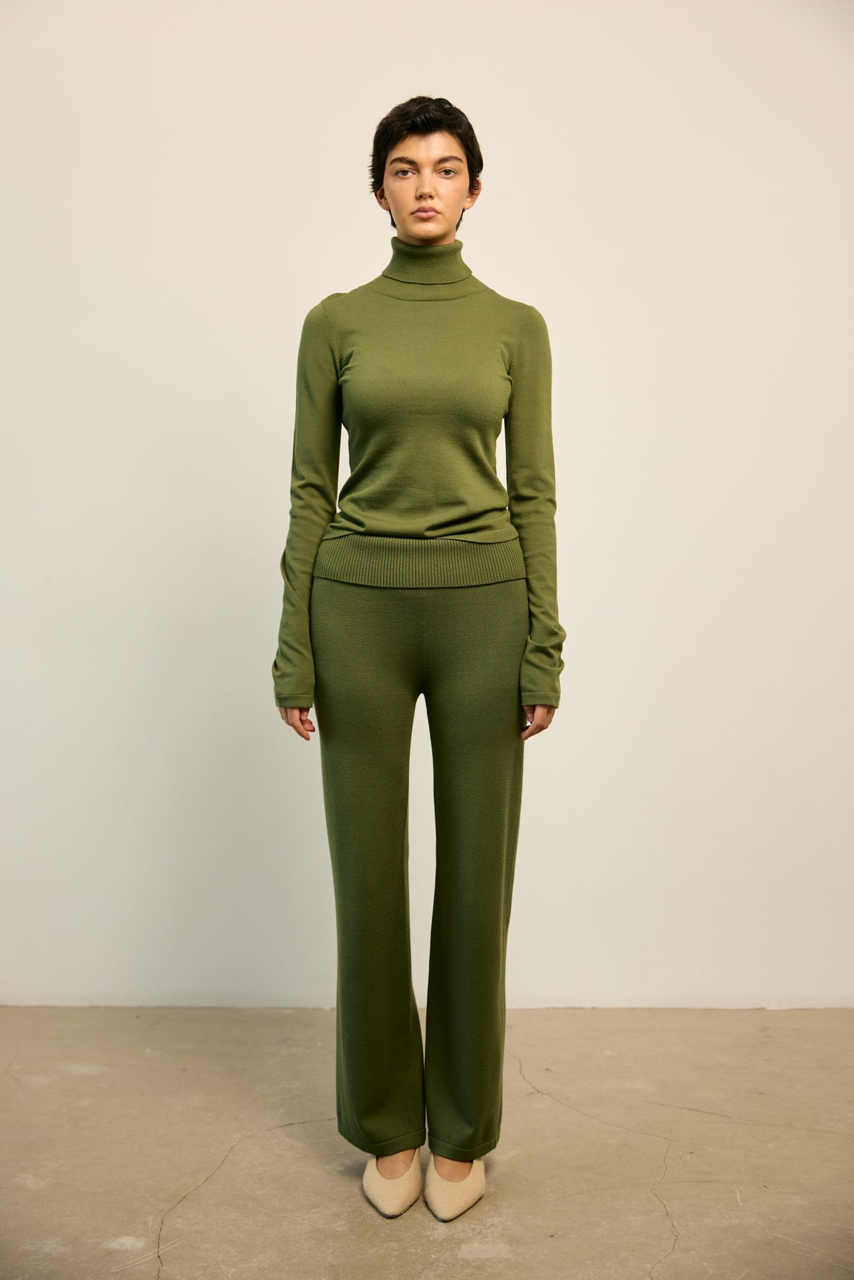 Olive Roll Neck Top