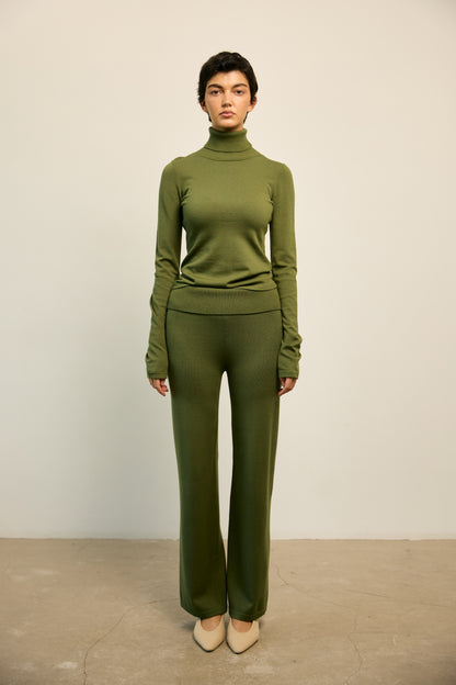 Olive Roll Neck Top