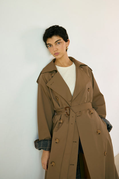 Plaid Trench Coat