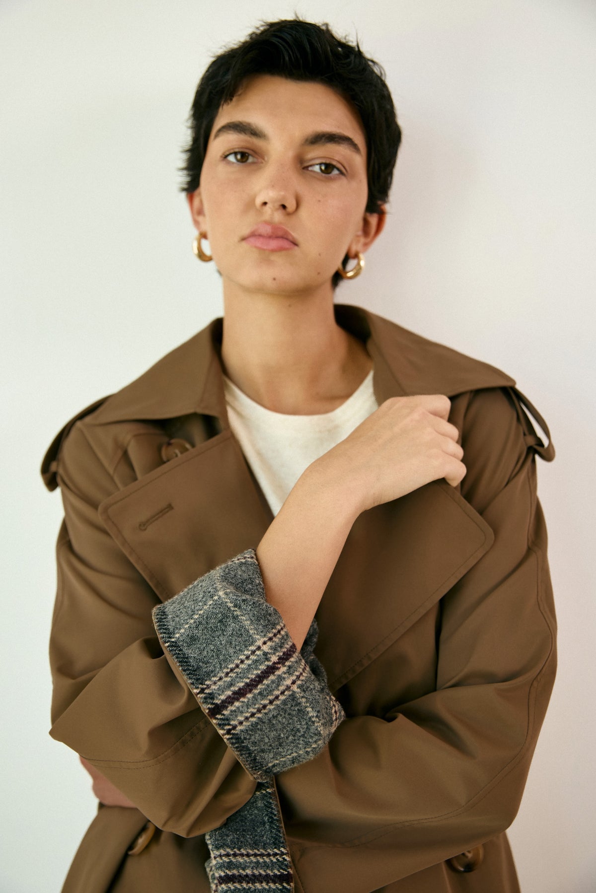 Plaid Trench Coat
