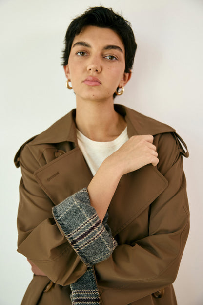 Plaid Trench Coat
