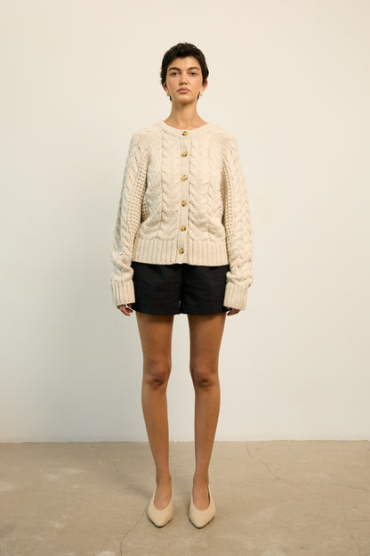 Oat Cable Knit Cardigan