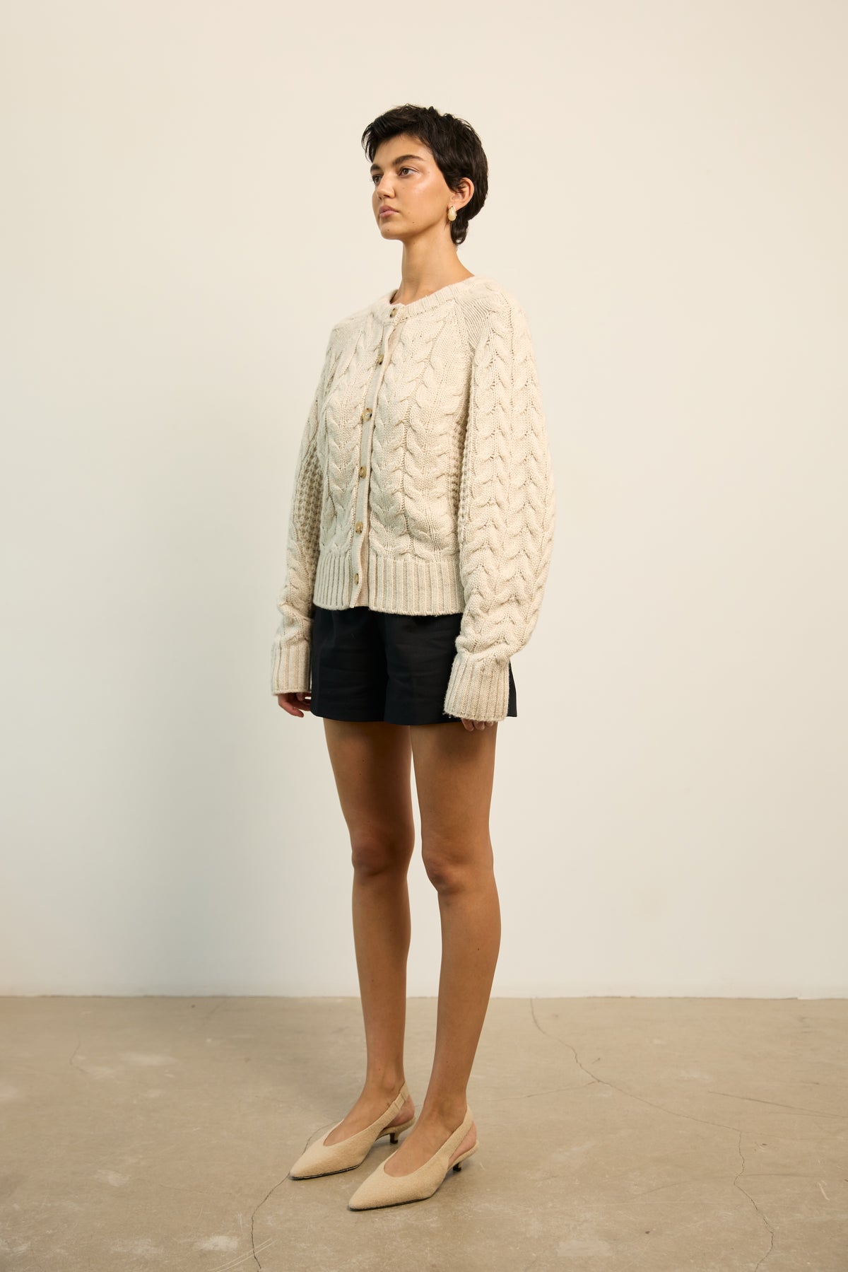 Oat Cable Knit Cardigan