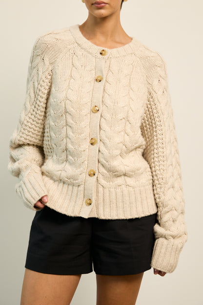 Oat Cable Knit Cardigan