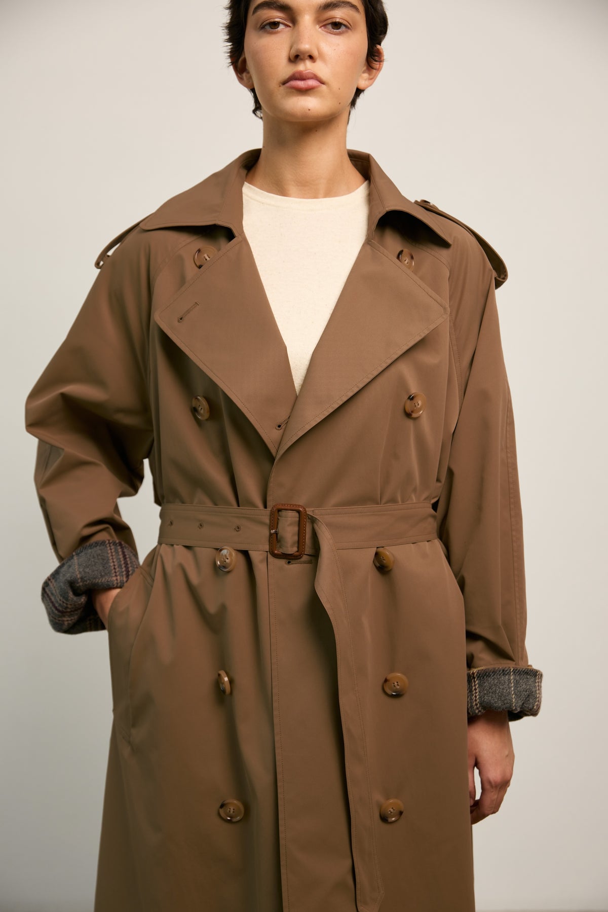Plaid Trench Coat